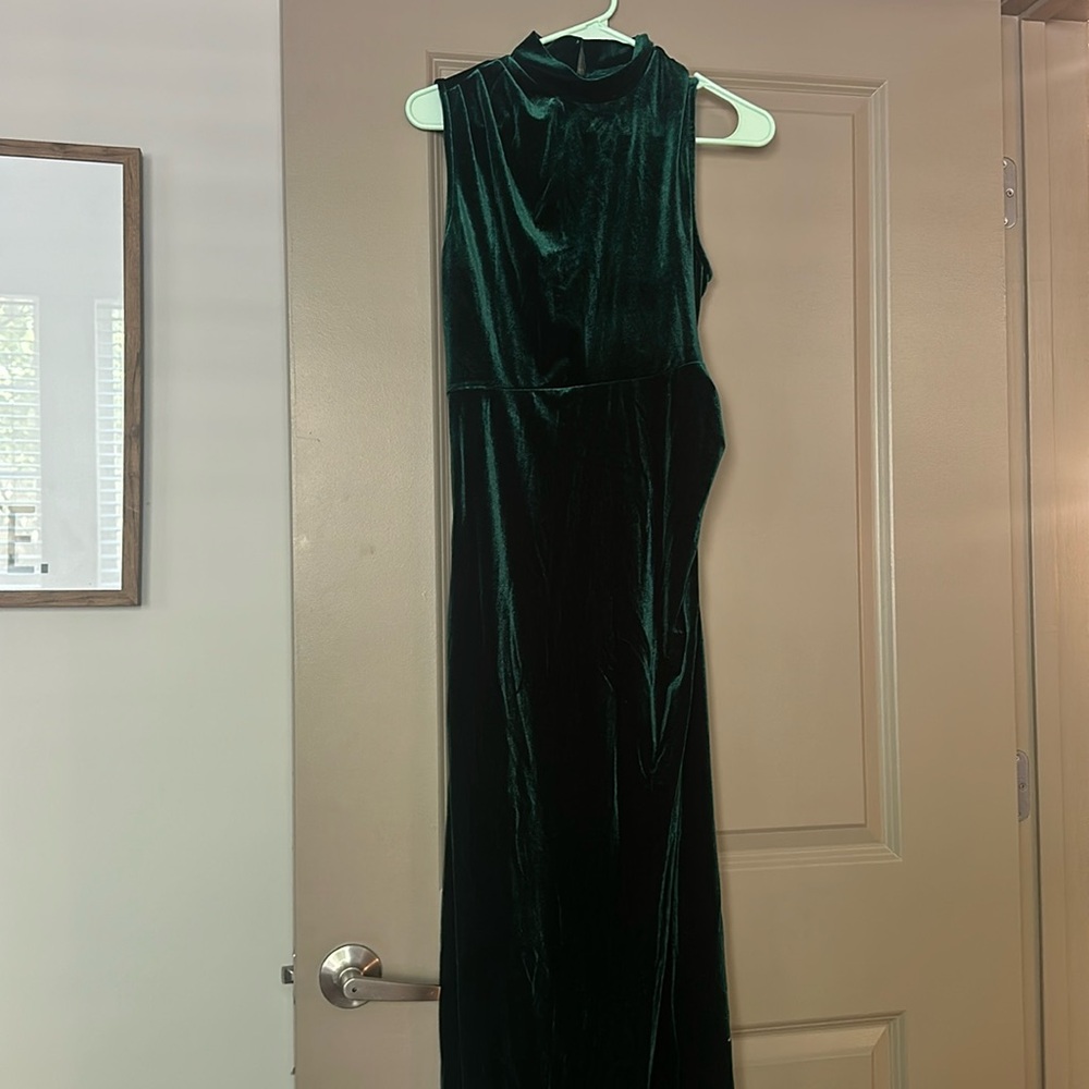 Green Satin Formal Dress w/ open back